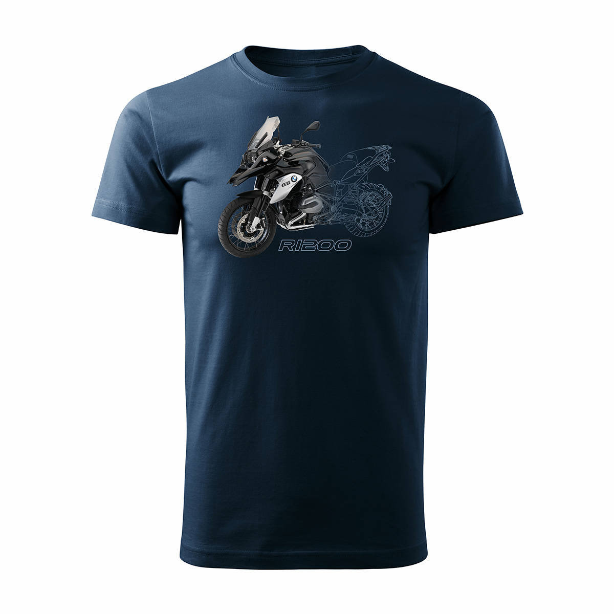 Topslang, Koszulka męska motocyklowa z motocyklem na motor BMW GS 1200, granatowa, rozmiar S