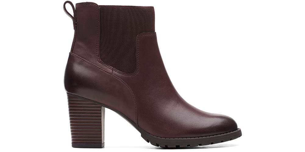 Clarks Verona Ease Botki bordowe skórzane 37