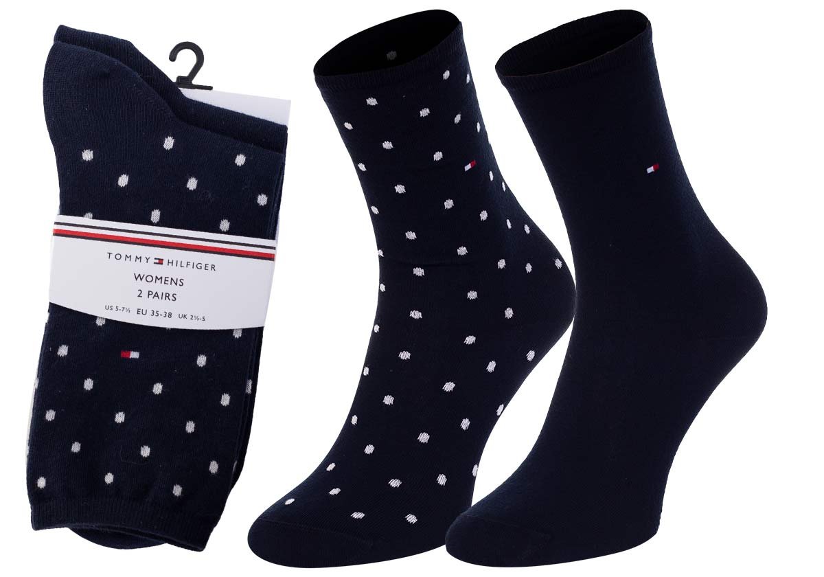 TOMMY HILFIGER DAMSKIE SKARPETY SKARPETKI 2P NAVY 100001493 003 - Rozmiar: 39-42