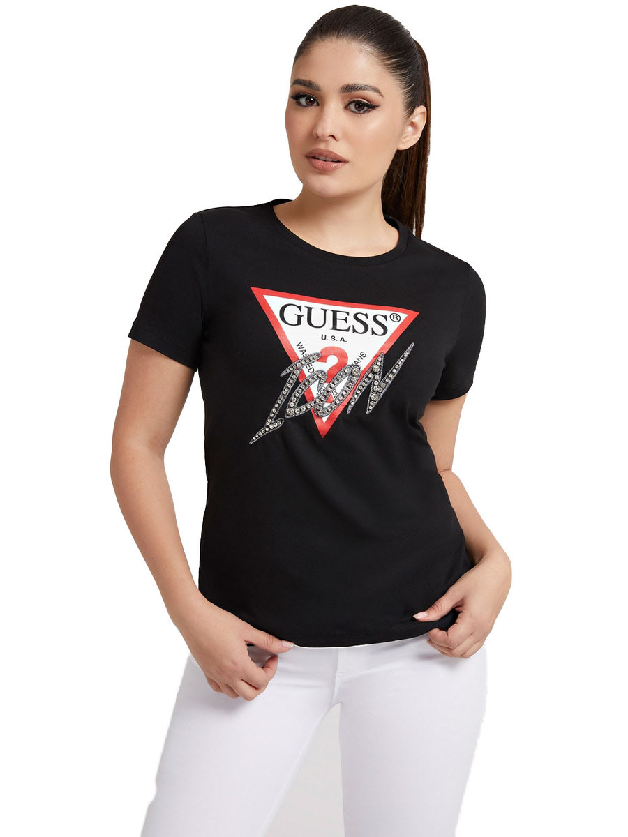 Guess Koszulka Damska T-Shirt Ss Cn Icon Tee Black W2Ri07I3Z11 Jblk Xs
