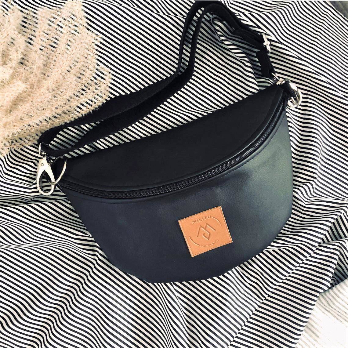 Nerka z eko skóry Mili Belt Bag L -czarna