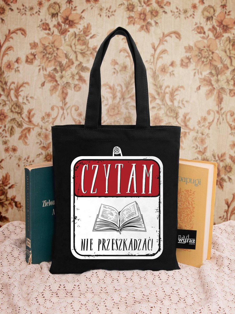 CZYTAM – NIE PRZESZKADZAĆ / torba na książki / bawełniana / czarna