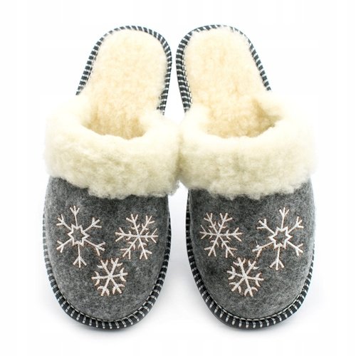 NOWO, Ocieplane kapcie śnieżynki pantofle dla pań, rozmiar 37