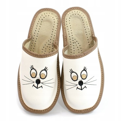 NOWO, Pełne pantofle damskie z kotkiem, rozmiar 40