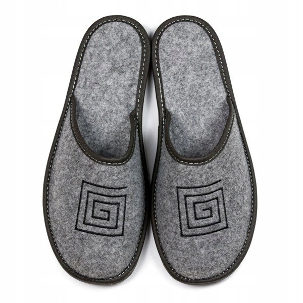 NOWO, Kapcie męskie filcowe, nowoczesny haft, rozmiar 41