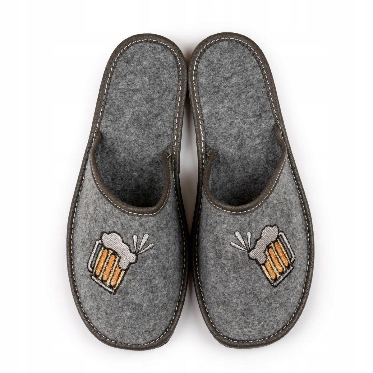 NOWO, Kapcie męskie, filc haft, rozmiar 43