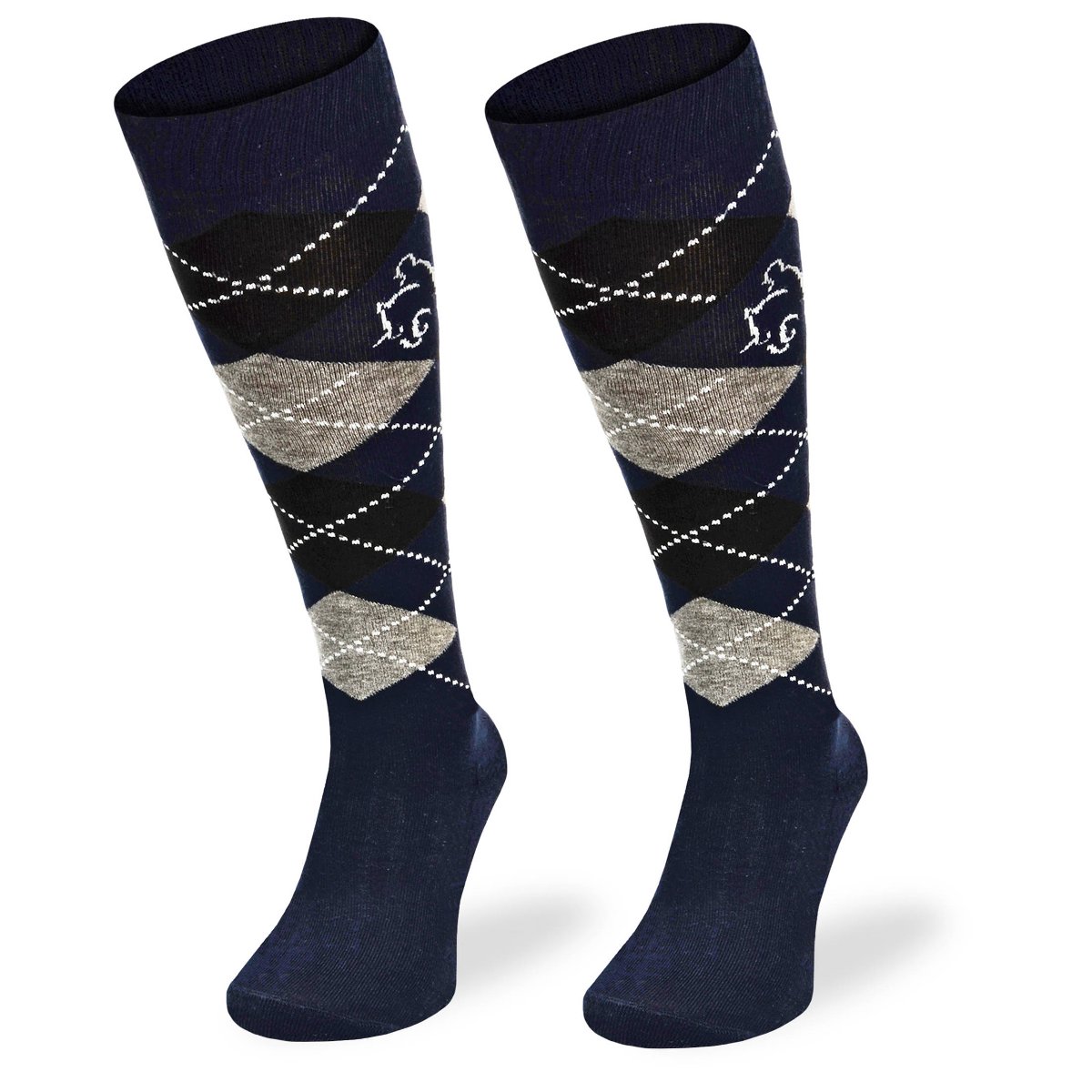 Podkolanówki jeździeckie SPDJ – granatowe romby - 35-38