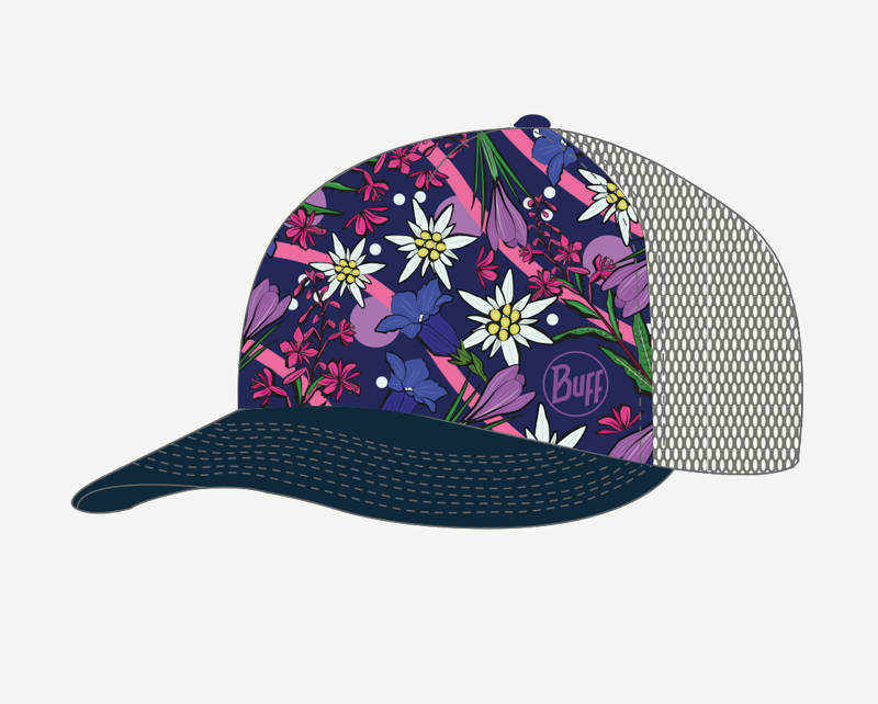 Czapka z daszkiem BUFF® TRUCKER CAP Tatry 22 - Kwiaty - L-XL (57,5-62 cm)