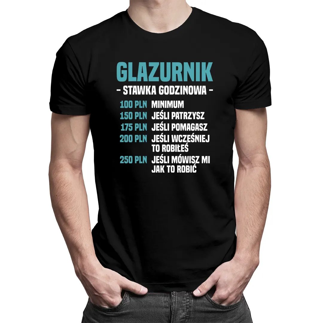 Koszulkowy, Koszulka męska z nadrukiem, Glazurnik - stawka godzinowa, rozmiar XXXL