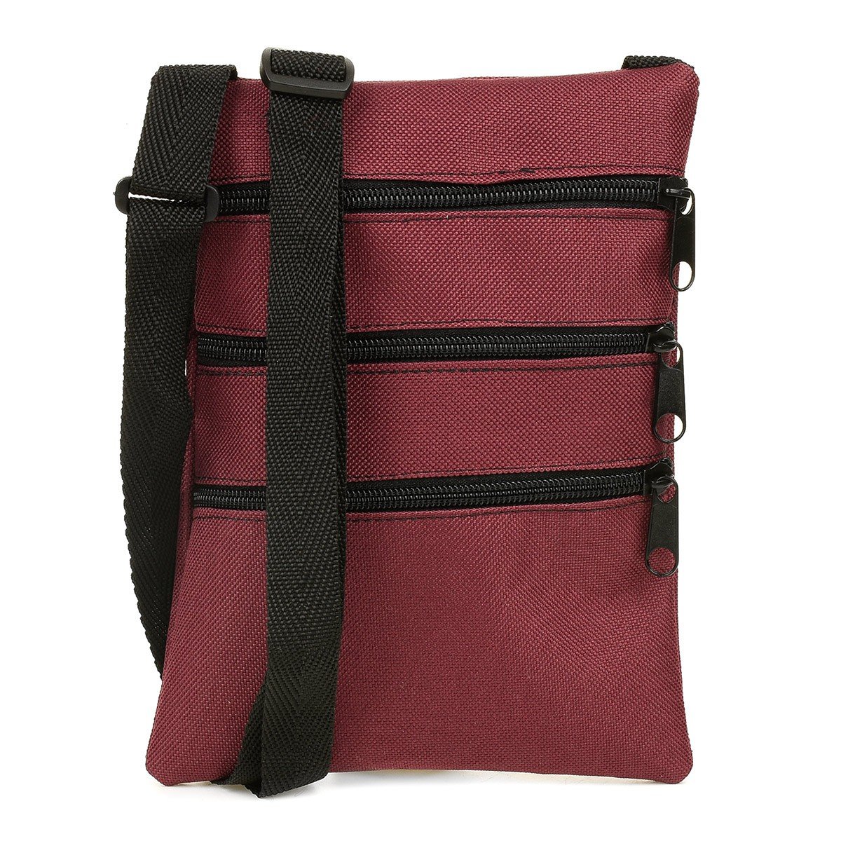 Saszetka etui paszportówka duża na smartfona 4 suwaki bordowa I28 czerwony