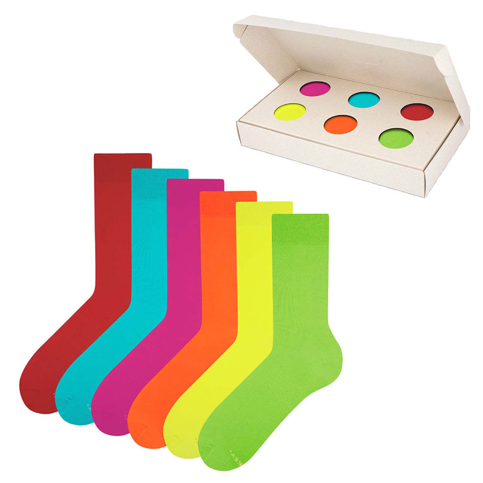 ZOOKSY zestaw klasycznych długich damskich skarpetek r.36-40 6 par, gładkie skarpetki unisex - COLOUR BOX