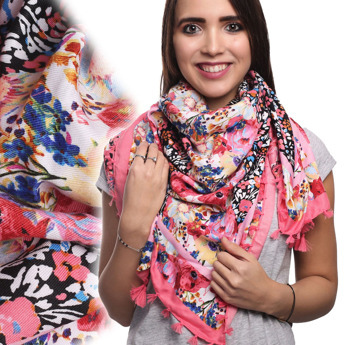 Duża Folkowa Chusta Apaszka Ludowa Góralska Etno - Ch-9530-Arbuz