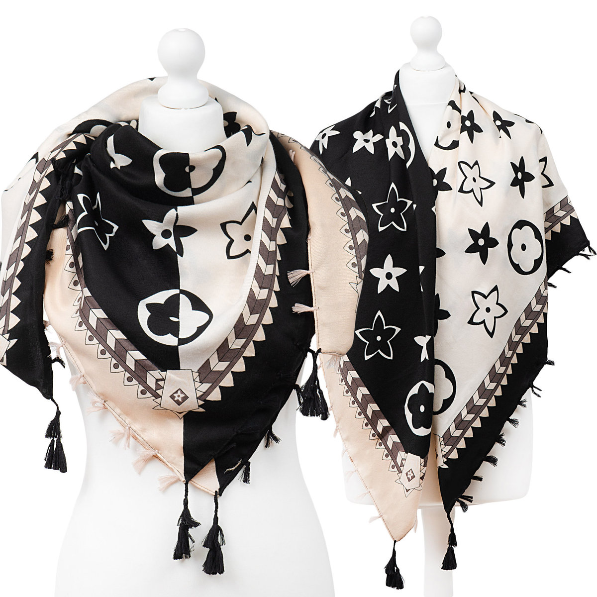 Duża Folkowa Chusta Apaszka Ludowa Wiosenna Etno - Ch-2076A-Cza