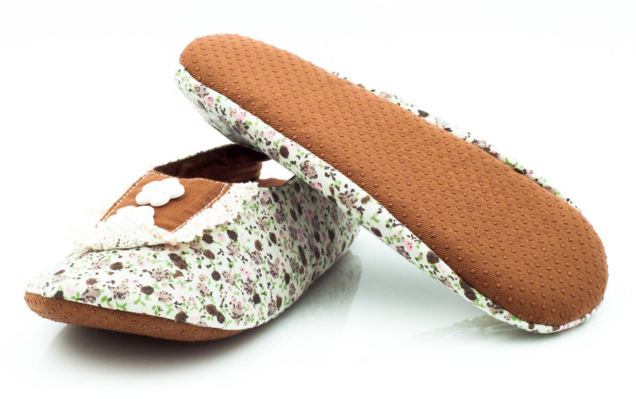 Bawełniane Baletki Domowe Z Odkrytą Piętą R.37/38
