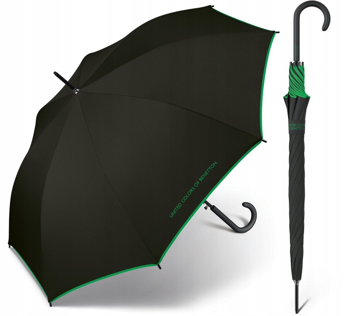 PARASOL PARASOLKA DAMSKA BENETTON CZARNA DŁUGA