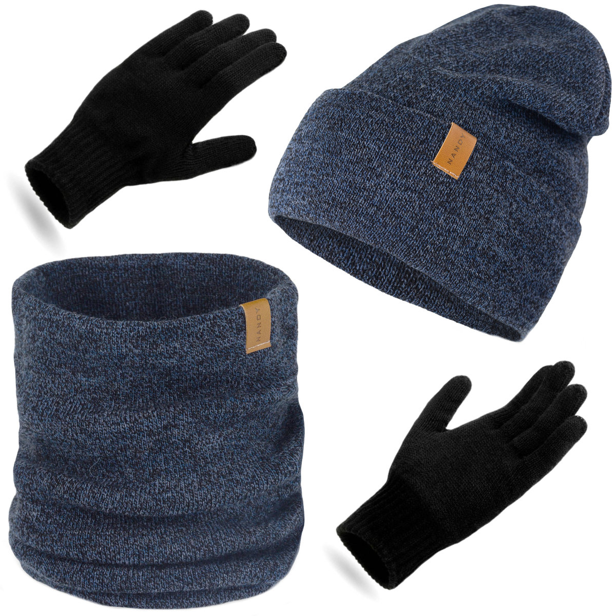 Nandy Polski Komplet Zimowy Czapka Komin Rękawiczki - Zest-Ckr-14002-Grn-M