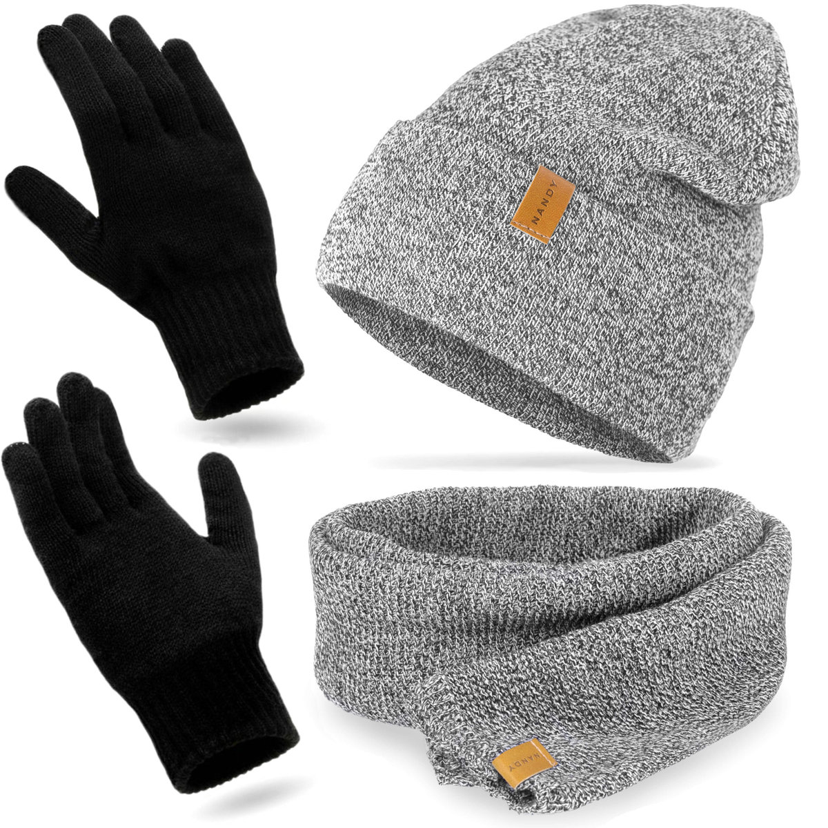 Nandy Polski Komplet Zimowy Czapka Szal Rękawiczki - Zest-Csr-14002-Jsz-M