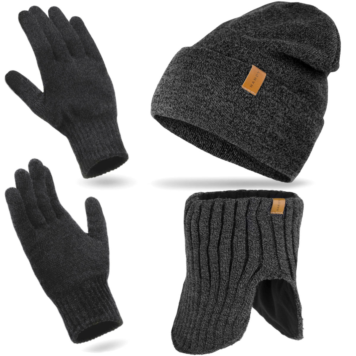Nandy Komplet Zimowy Czapka Golf Rękawiczki - Zest-Cgr-14002-Csz-M