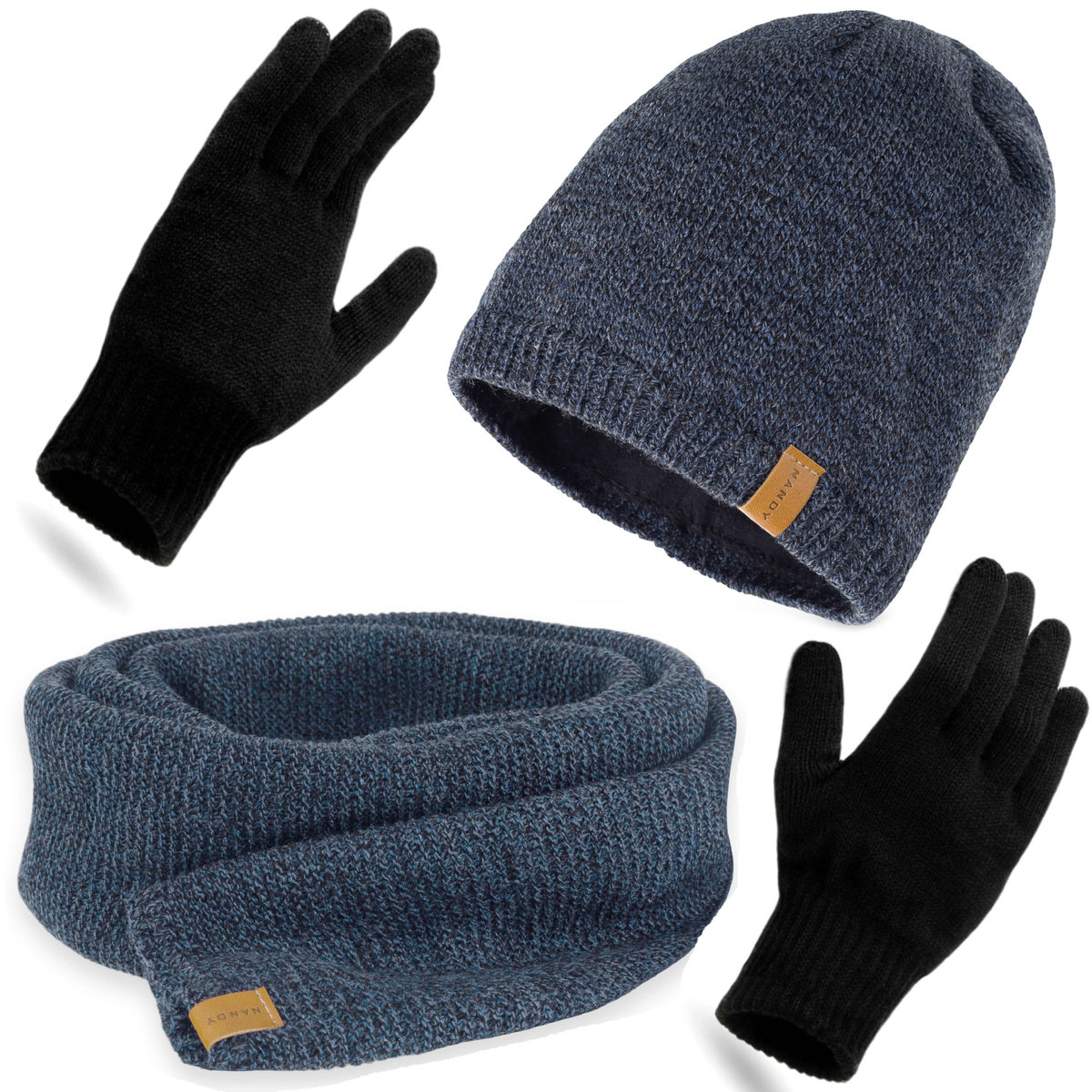 Nandy Polski Komplet Zimowy Czapka Szal Rękawiczki - Zest-Csr-17026-Grn-M