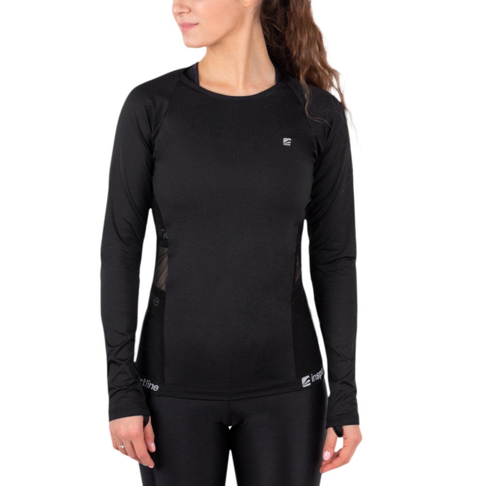Koszulka damska fitness z długim rękawem longsleeve inSPORTline T-Long, Czarny, M