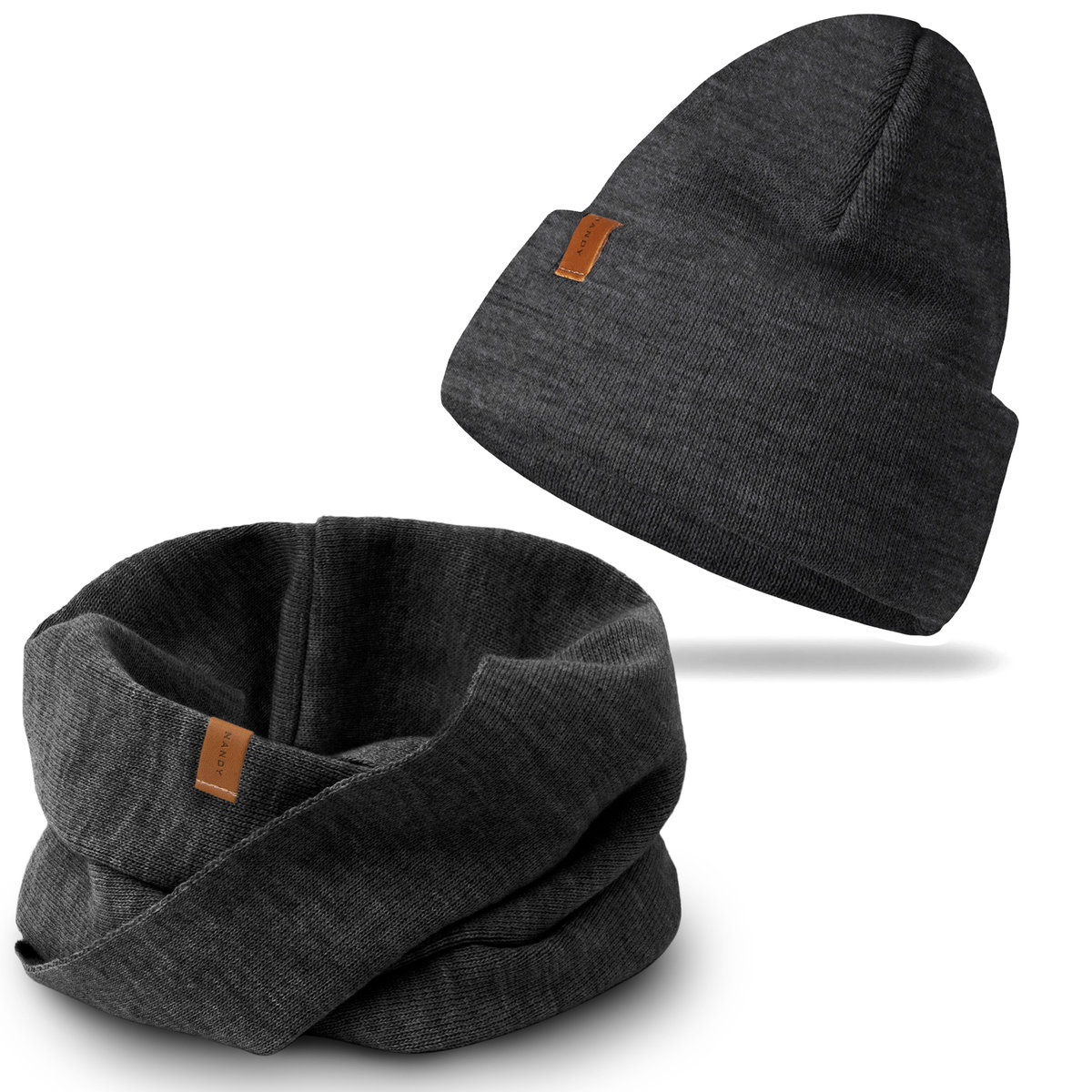 Nandy Damski Komplet Zimowy Czapka Komin Kolory - Zest-Ck-20849-02-Cm-Szar