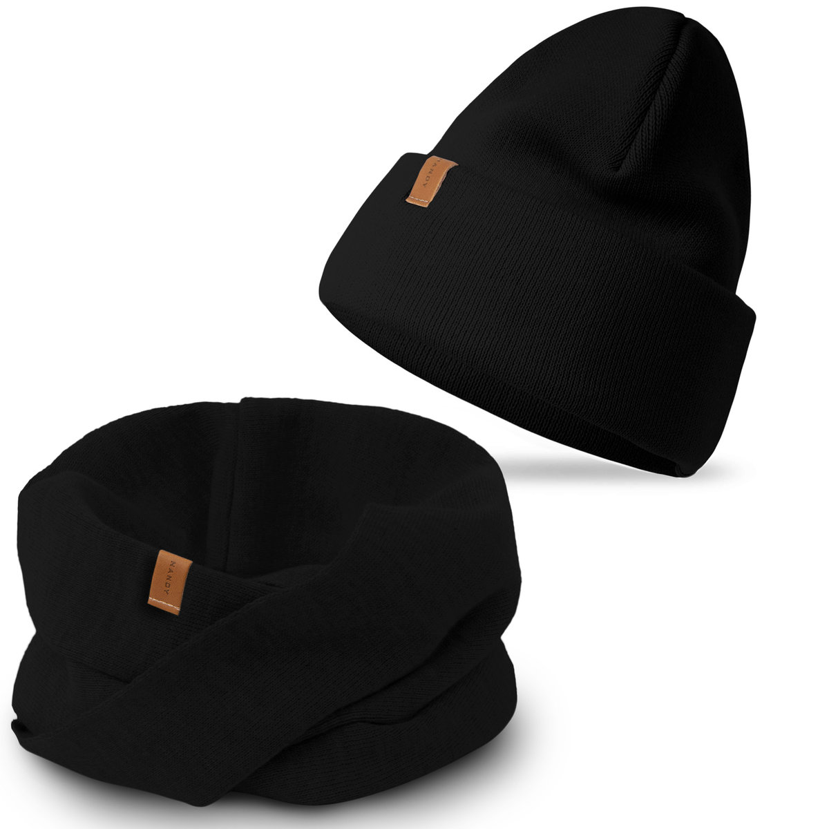 Nandy Damski Komplet Zimowy Czapka Komin Kolory - Zest-Ck-20849-01-Czrn