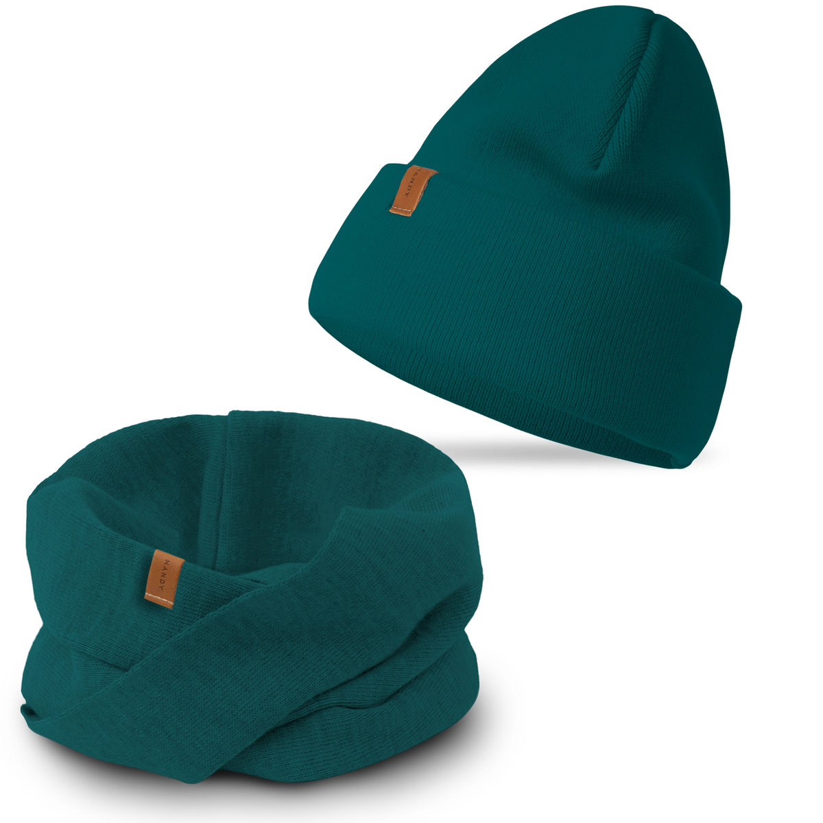 Nandy Damski Komplet Zimowy Czapka Komin Kolory - Zest-Ck-20849-18-Morski