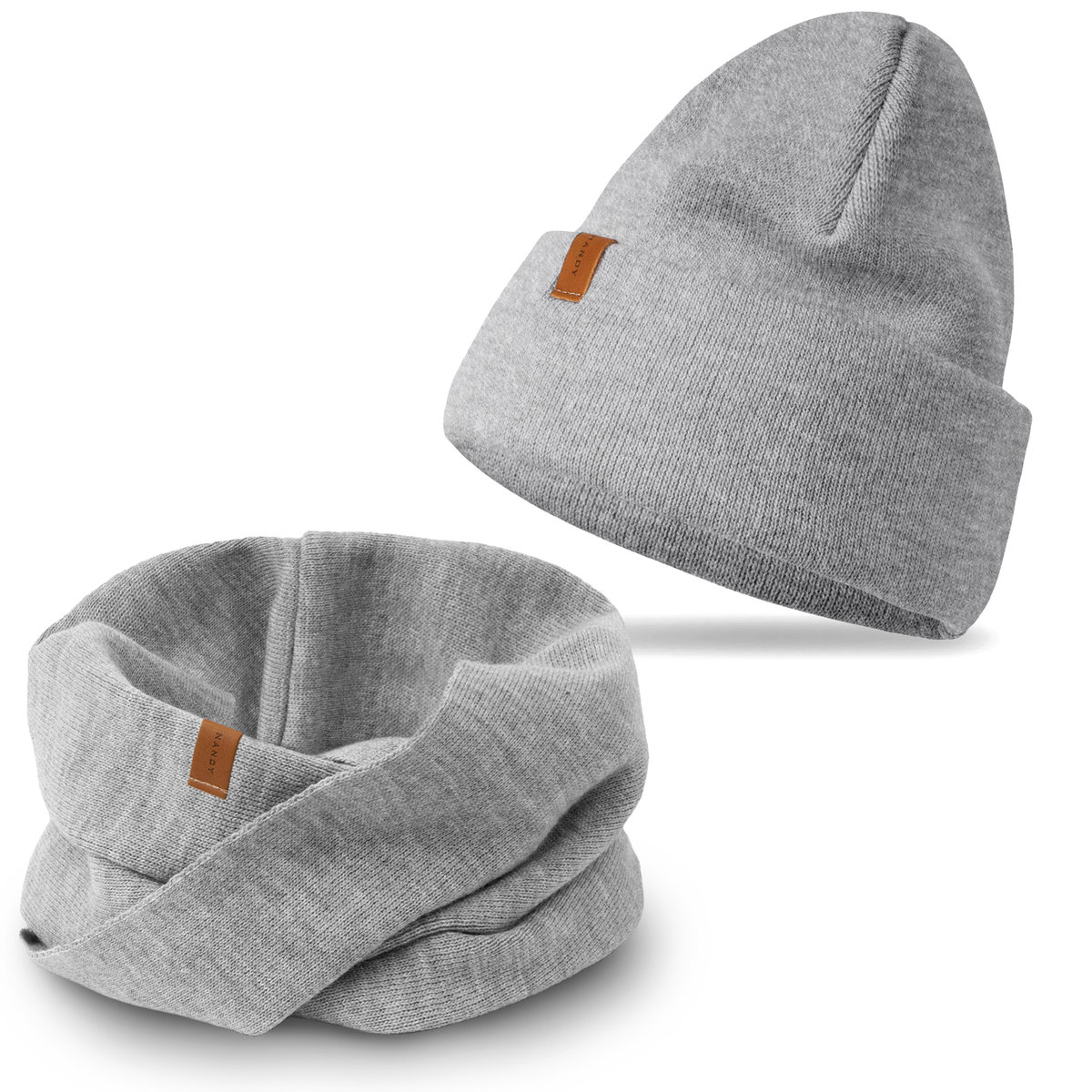 Nandy Damski Komplet Zimowy Czapka Komin Kolory - Zest-Ck-20849-03-Js-Szar