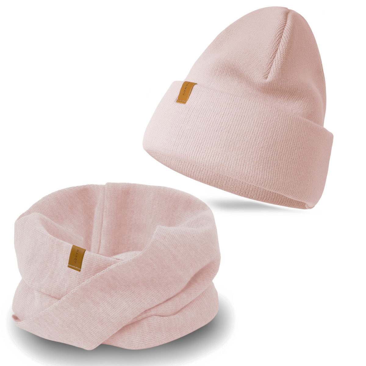 Nandy Damski Komplet Zimowy Czapka Komin Kolory - Zest-Ck-20849-09-Pud-Roz