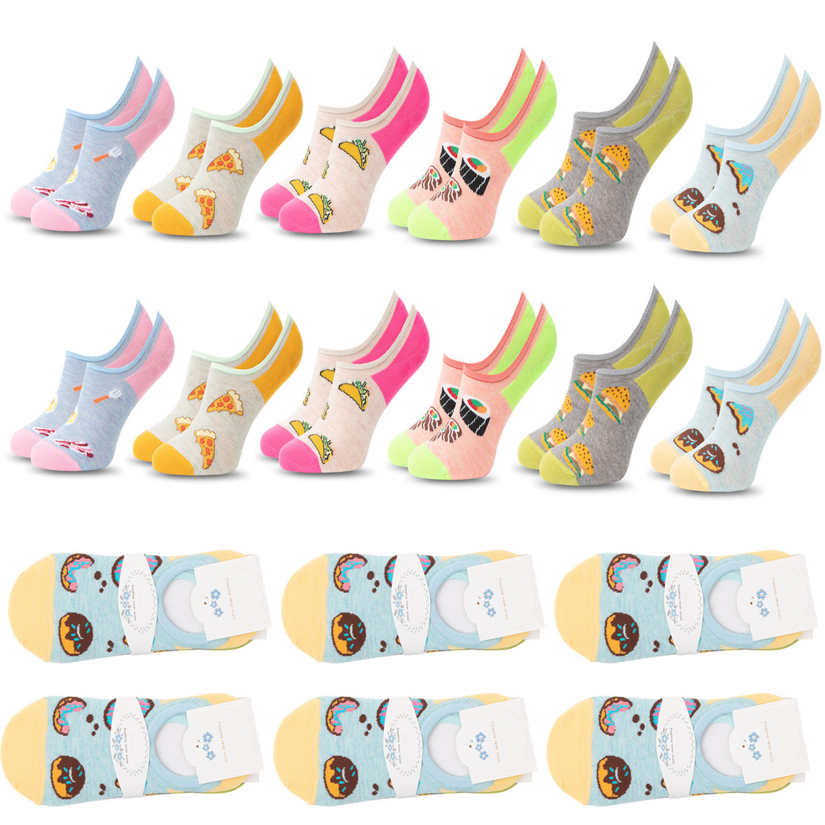 12Xbawełniane Śmieszne Stopki Skarpety Wesołe Mix 39-41 - Sd12-V-2036-39-41