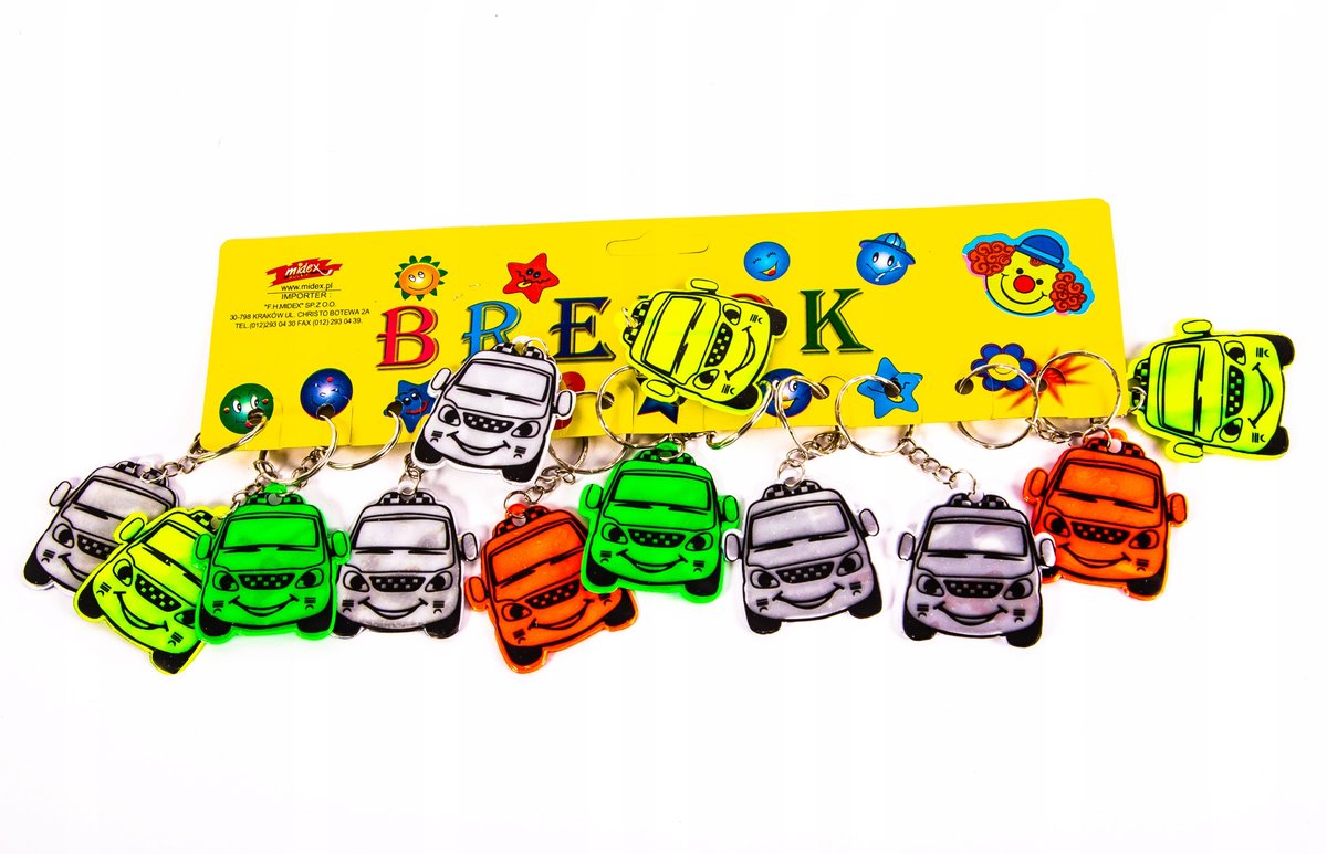 BRELOK ODBLASKOWY DO KLUCZY PLECAKA TORBY 12szt