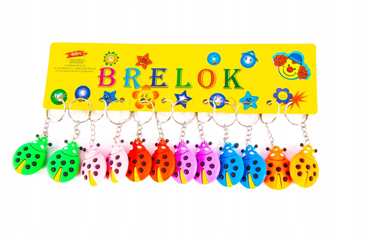 BIEDRONKA BRELOK DO KLUCZY ZAWIESZKA PLECAK 12szt