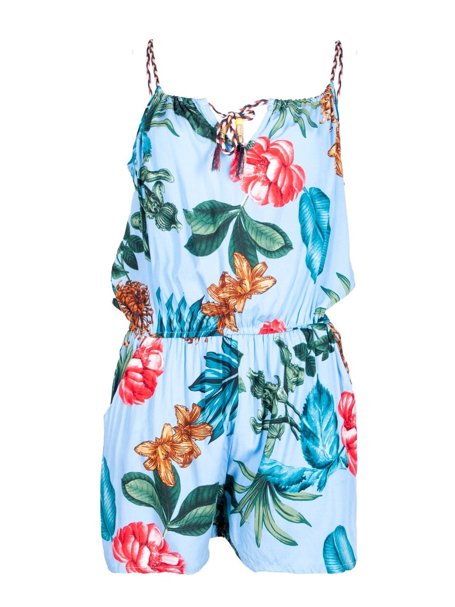 Kombinezon damski letni krótki kwiaty L-XL