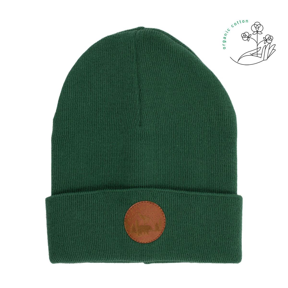 Czapka Beanie Zielona Szałwiowa Z Bawełny Organicznej