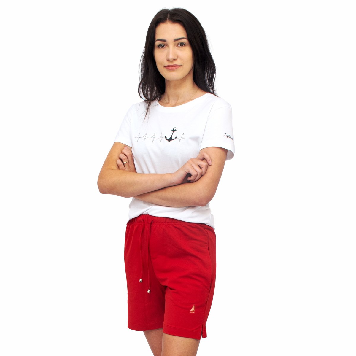 Szorty Spodenki Dresowe Damskie Captain Mike M - Czerwone