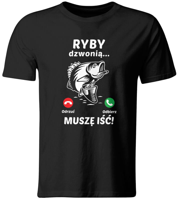 GiTees, Koszulka męska, Ryby Dzwonią, Muszę Iść. Prezent Dla Wędkarza, rozmiar Xl