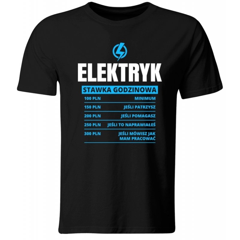 GiTees, Koszulka męska, Elektryk Stawka Godzinowa. Prezent Dla Elektryka, rozmiar Xxl