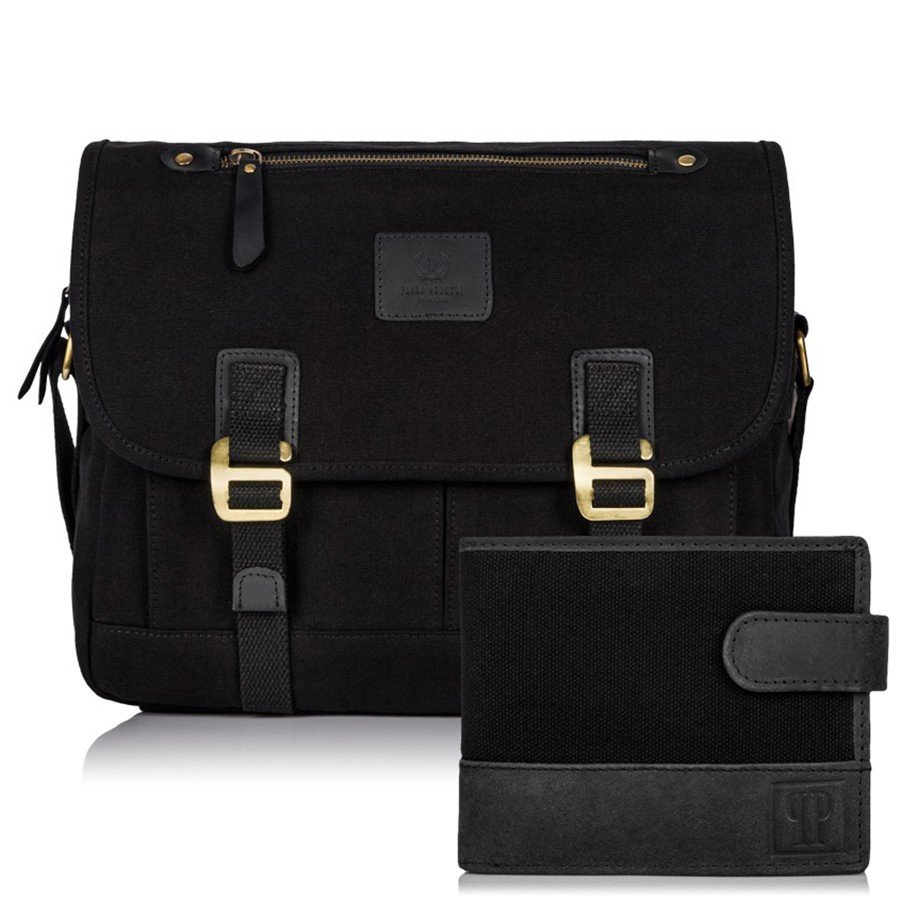 Zestaw Męski Torba Męska T-17 Vintage I Portfel Skórzany T-03 Paolo Peruzzi Zup-18-Bl