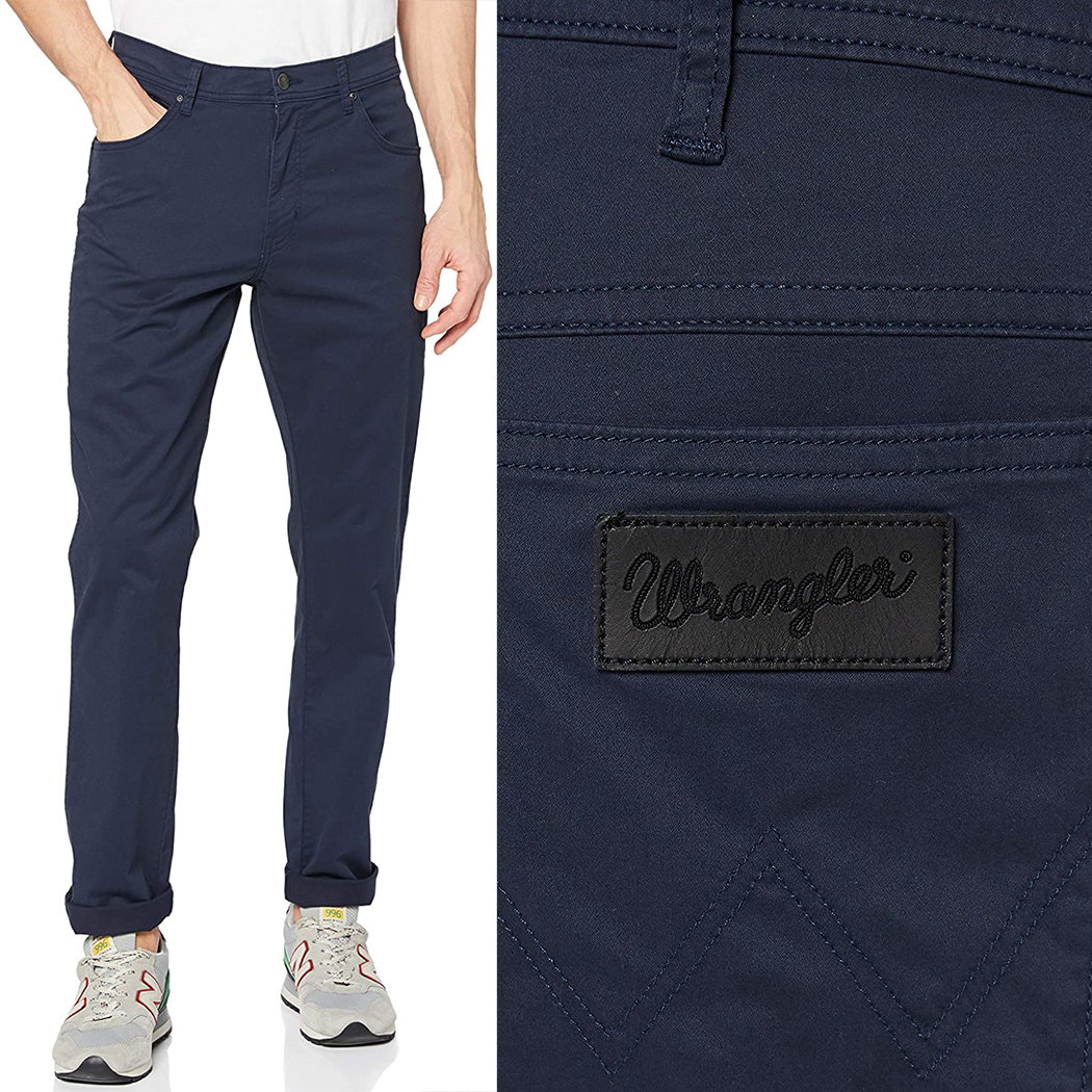 Wrangler Texas Slim Navy Granatowe Spodnie W38 L32