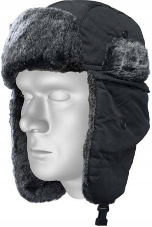 Czapka Zimowa Ochronna Uszatka Czarna Cork