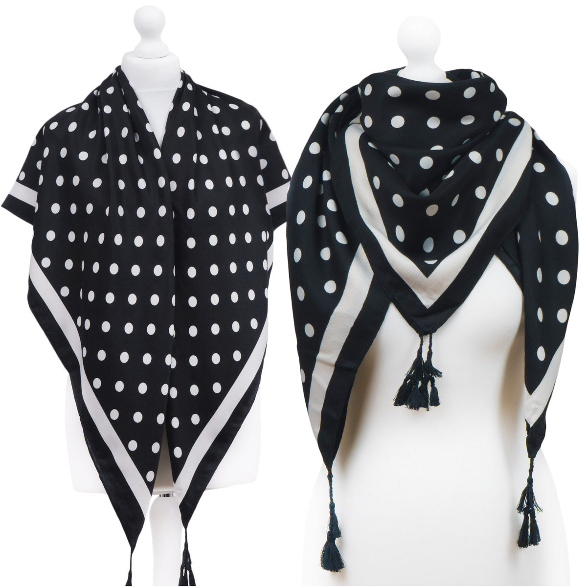 DUŻA CHUSTA APASZKA KOLORY W GROSZKI GROCHY KROPKI - CHU-H-2086C-CZA