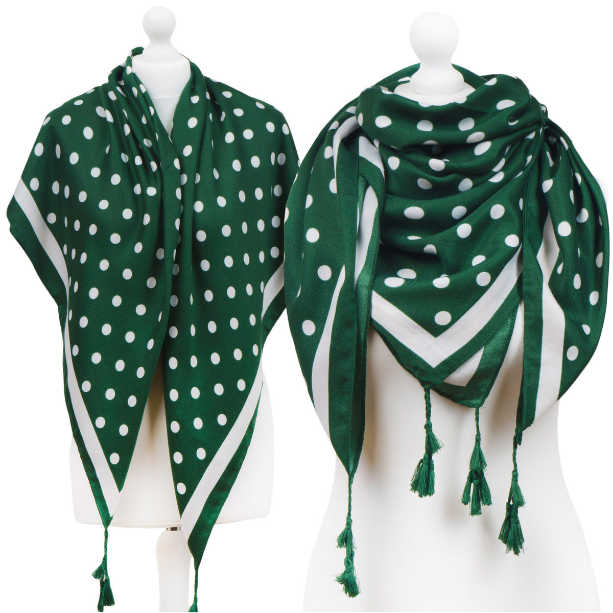 DUŻA CHUSTA APASZKA KOLORY W GROSZKI GROCHY KROPKI - CHU-H-2086C-ZIE