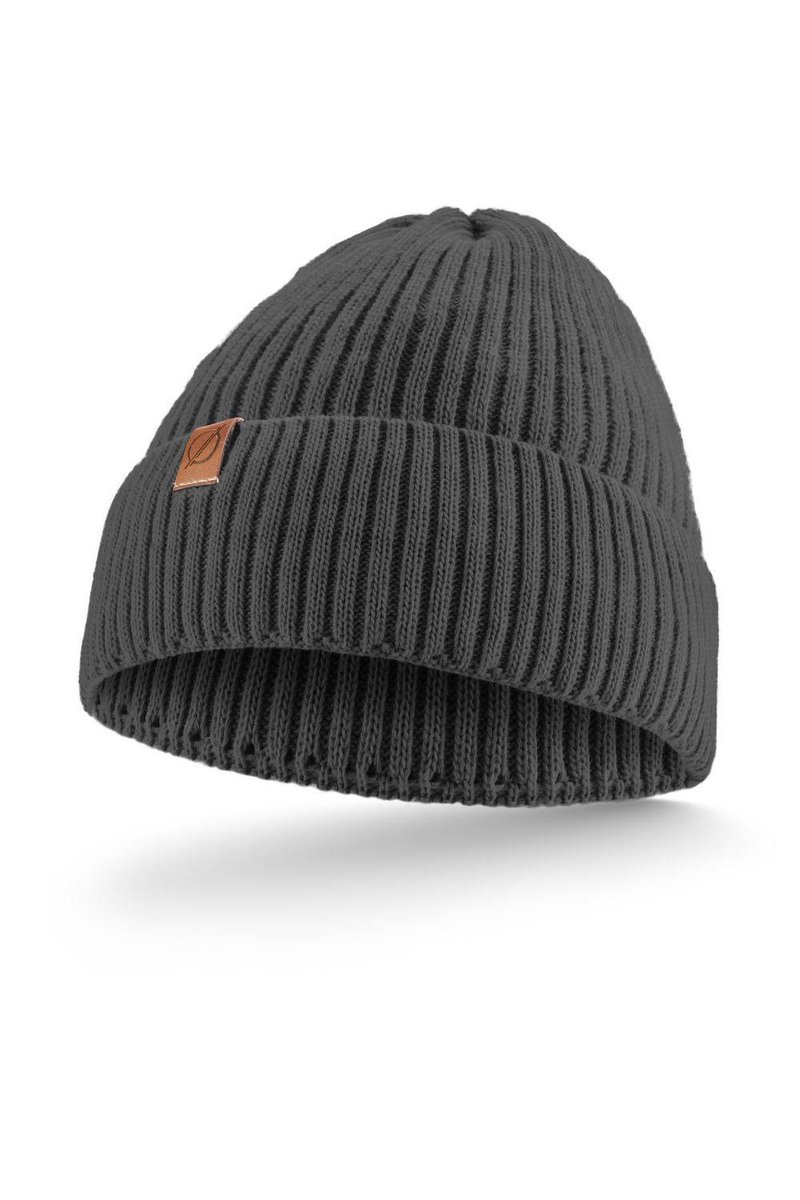 Zimowa szara czapka damska wywijana cz43 brodrene