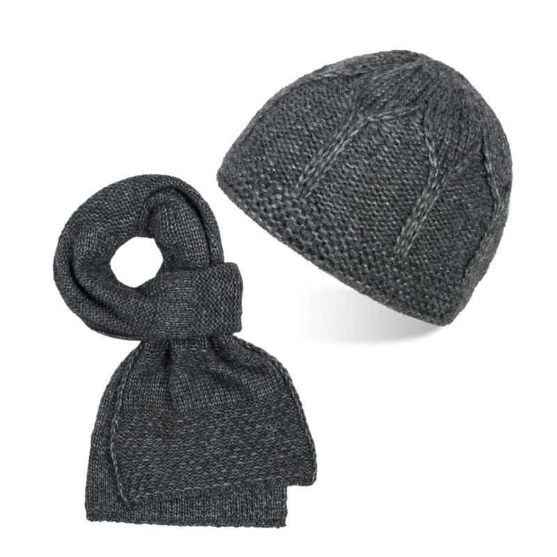 Zestaw Zimowy Zz-09-Gr Czapka A-01 Szalik D-03