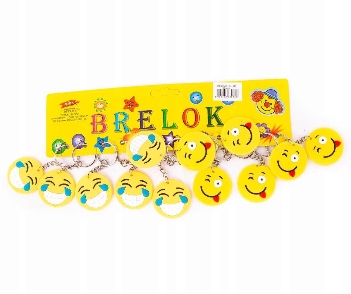 Uśmiech Emotka Brelok Do Kluczy Zestaw 12Szt