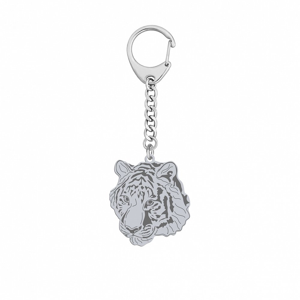 Brelok Srebrny do kluczy Tygrys 925 Biżuteria Prezent GRAWER GRATIS