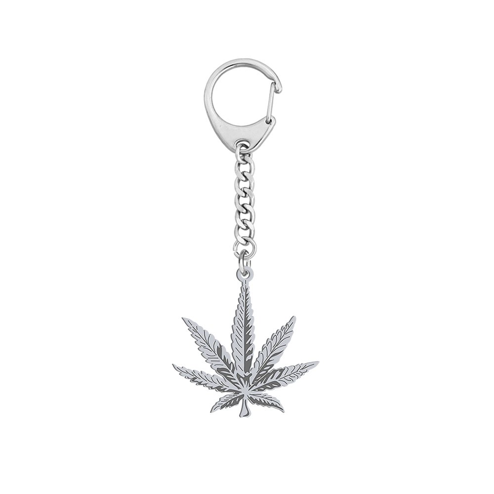 Srebrny Brelok Marihuana Liście Konopi Grawer