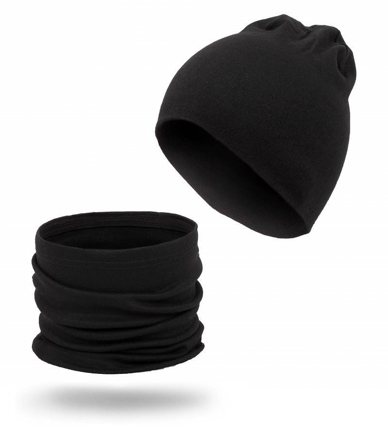 Czapka + Komin Komplet Beanie Zimowy Dwuwarstwowy
