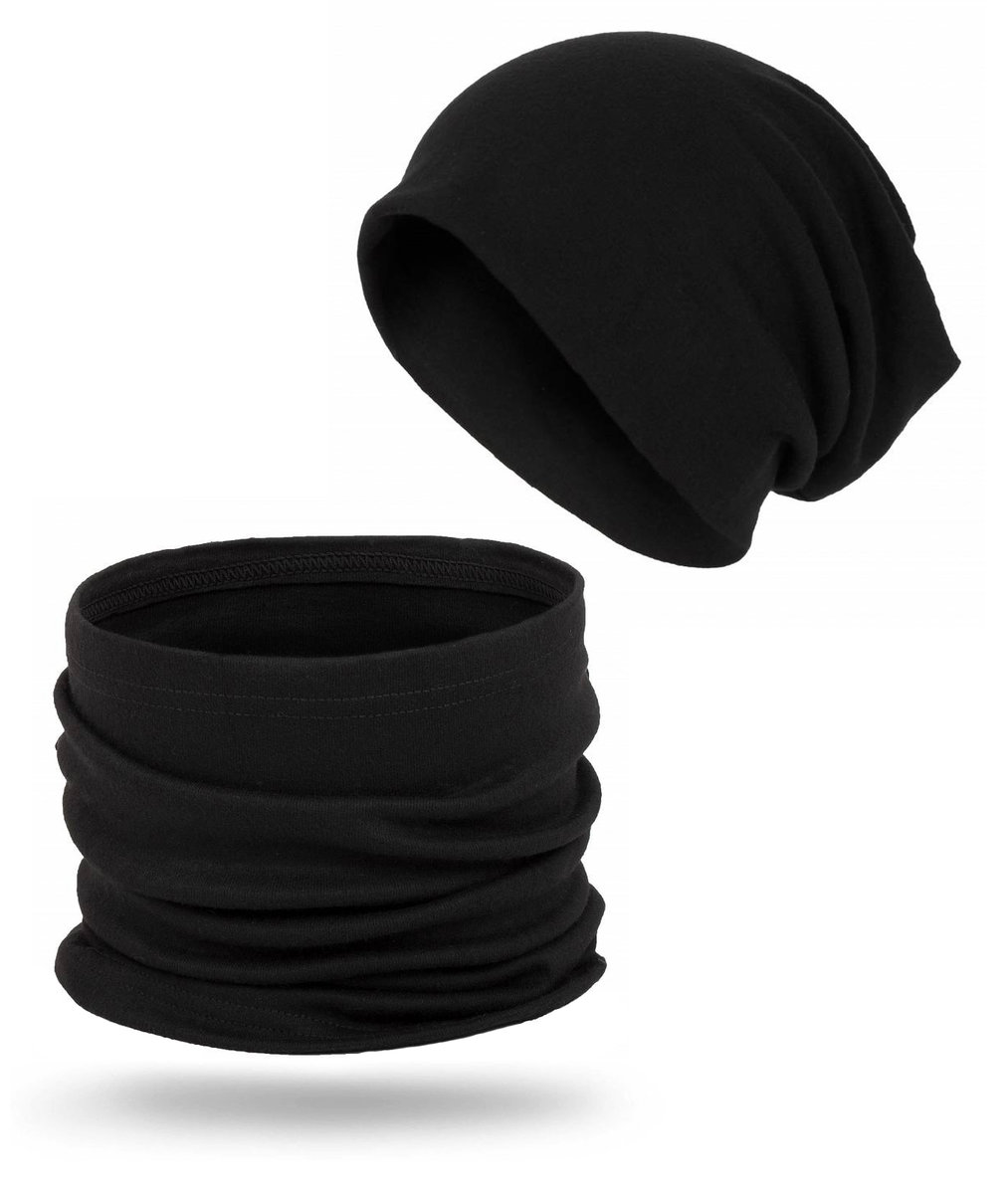 Czapka I Komin Komplet Dwuwarstwowy Beanie Zimowy