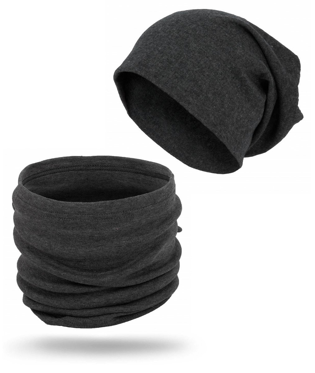 Komplet Czapka + Komin Dwuwarstwowy Beanie Zimowy